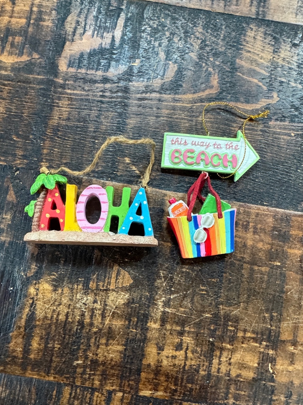 Colorful Aloha & Beach Ornaments Set